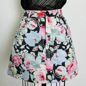 Vintage 80s/90s Floral Denim Mini Skirt